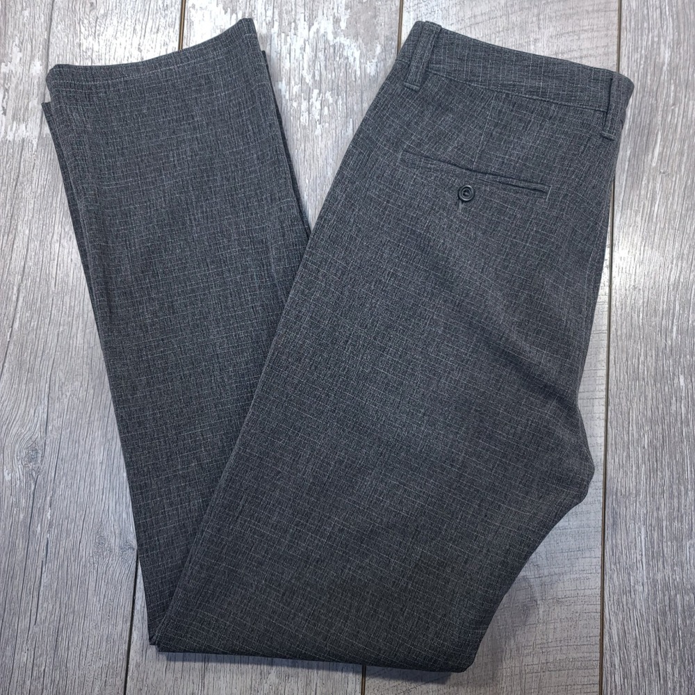 Travis Mathew Golf Pants Mens 32 Grey Heathered Rayon Stretch Crosshatch Trouser